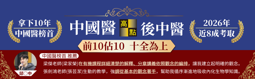2026高點醫護制霸後中醫